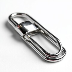 Shiny Metal Swivel Snap Shackle on White Background, Close-up