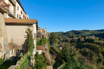 View of the town of Genazzano, a medieval village in the province of Rome, Italy.