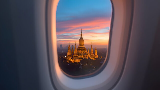 an airplane window view