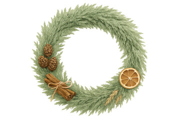 Pampas grass christmas wreath with pine cones and cinnamon