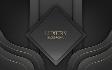  luxurious black background with overlapping shapes and golden line elements.