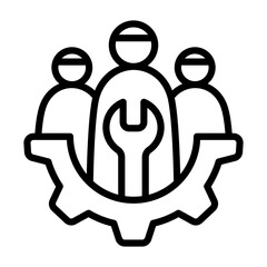 Maintenance Crew Icon - Black Outline