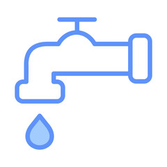 Tap Water Outline Blue Color Icon