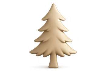 Beige abstract christmas tree 3d rendering illustration