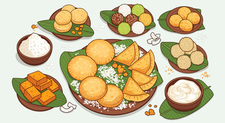 A delightful assortment of traditional South Asian sweets and savory snacks