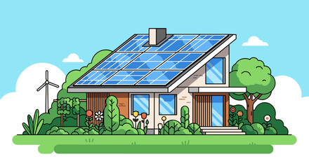 Sustainable Home Design with Solar Power and Green Landscaping Features