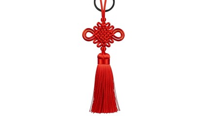 Obraz premium Red Chinese knot with tassel, a symbol of good luck and prosperity, brings cultural and festive charm