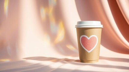Cute Coffee Cup with Heart Sticker