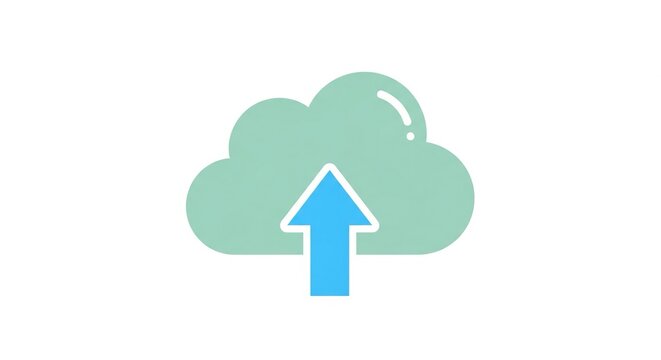 Modern cloud upload symbol in calming pastel tones, ideal for tech startups and data-driven businesses promoting seamless connectivity and digital solutions