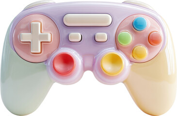Pastel gaming controller with fun vibrant colors, perfect for adding a playful touch to tech blogs, game reviews, and modern lifestyle content