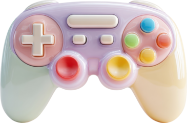 Pastel gaming controller with fun vibrant colors, perfect for adding a playful touch to tech blogs, game reviews, and modern lifestyle content