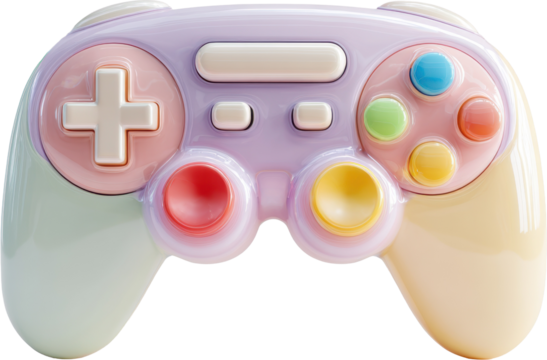 Pastel gaming controller with fun vibrant colors, perfect for adding a playful touch to tech blogs, game reviews, and modern lifestyle content
