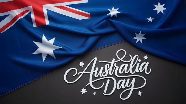 Australia Day holiday graphic featuring detailed Australian flag with stars and vibrant colors representing national pride unity heritage and meaningful celebration throughout Australia today.