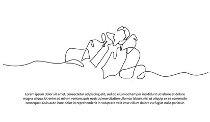 One line of a man is sleeping. Abstract minimal continuous line isolated on white background.