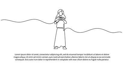 One line of love towards yourself. Abstract minimal continuous line isolated on white background.