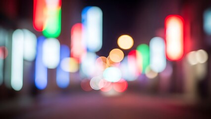 Captivating abstract bokeh from vibrant city lights at night, creating a beautiful and colorful blurred urban landscape with a sense of energy and movement