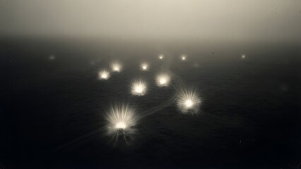 Abstract Light Spheres Floating in a Dark Space, Evoking Mystery and Ambiguity