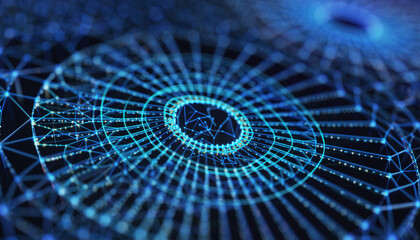 Digital Network Nexus: A close-up view of a mesmerizing digital network, pulsating with intricate lines and nodes. this image signifies the connections and vastness of the digital world.