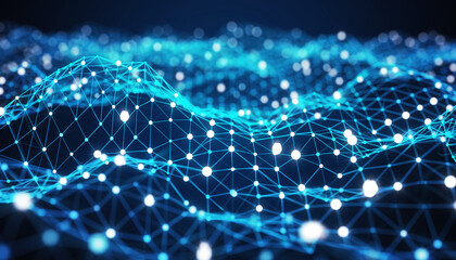 Digital Network: An abstract view of the digital world, illuminated and connected to a vast network, symbolizing connectivity, data flow, and technological advancement.