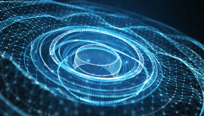 Digital Network: An abstract view of intricate digital network with connection, illustrating the connected structure of data, information, and the digital world.