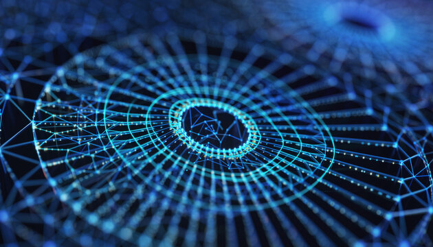 Digital Network Nexus: A close-up view of a mesmerizing digital network, pulsating with intricate lines and nodes. this image signifies the connections and vastness of the digital world.