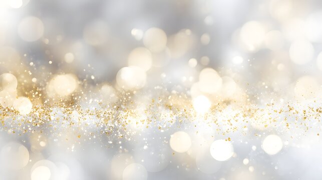 Abstract gold bokeh background. Christmas and New Year concept. glitter vintage lights background. silver, gold and white. de-focused. - Powered by Adobe