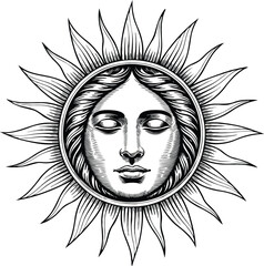 Magic & Celestial Line Art Bundle – Mystical Sun Moon Hand Crystal T-Shirt Designs