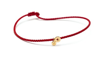 Elegant Red Bead Bracelet with Gold Accents A Stylish Accessory Isolated on White
