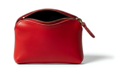 Elegant Red Cosmetic Pouch with Zipper and Shadow for Beauty Products, Essentials