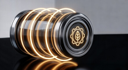 Rotating Clean Energy Battery with Glowing Rings