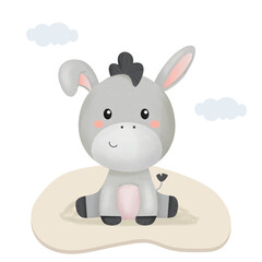 Cute Animal Donkey Cartoon Vector