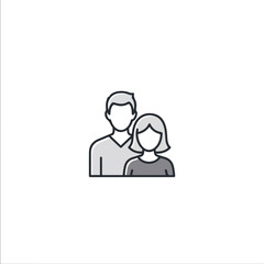 Fototapeta premium Adult couple depicted in minimalist style on clean white background. Adult couple, simple design showcases clean lines and smooth shapes.