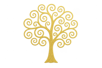 Golden stylized tree of life with swirling branches