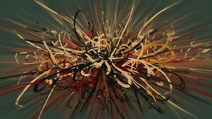Abstract explosion of lines, shapes, and colors, a dynamic and expressive artwork