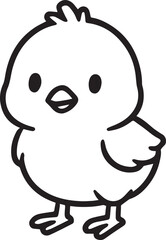 A charming outline of a chick stands with a cheerful expression. The simple yet expressive design captures the essence of spring.