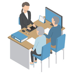 ミーティングする会社員3・アイソメトリック