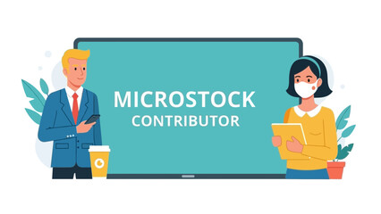People on screen representing microstock contributor concept