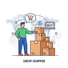 Person Standing Near Boxes Represents Dropshipping Business