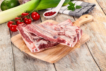 Raw pork ribs for cooking
