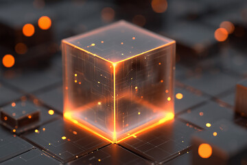 3d rendering of cube abstract geometric background. technology concept