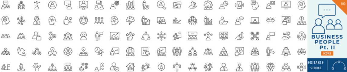 Business People icon collection set. Editable stroke.
