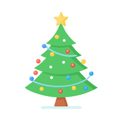 A decorated Christmas tree with star ready for the holidays