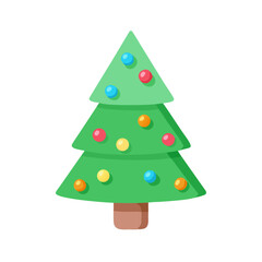 A decorated Christmas tree icon on transparent background
