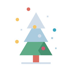 Minimalist vector icon of a decorated Christmas tree