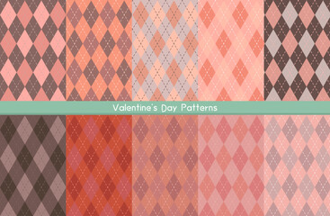 バレンタインデーのアーガイルパターンセット