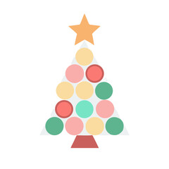 Stylish vector icon of a Christmas tree with decorations