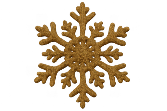 Gold glitter christmas snowflake decoration transparent background
