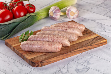 Raw pork sausages for grill