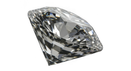 Sparkling brilliant cut diamond reflecting light on white background