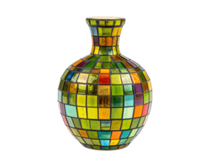 Mosaic vase with multicolored squares